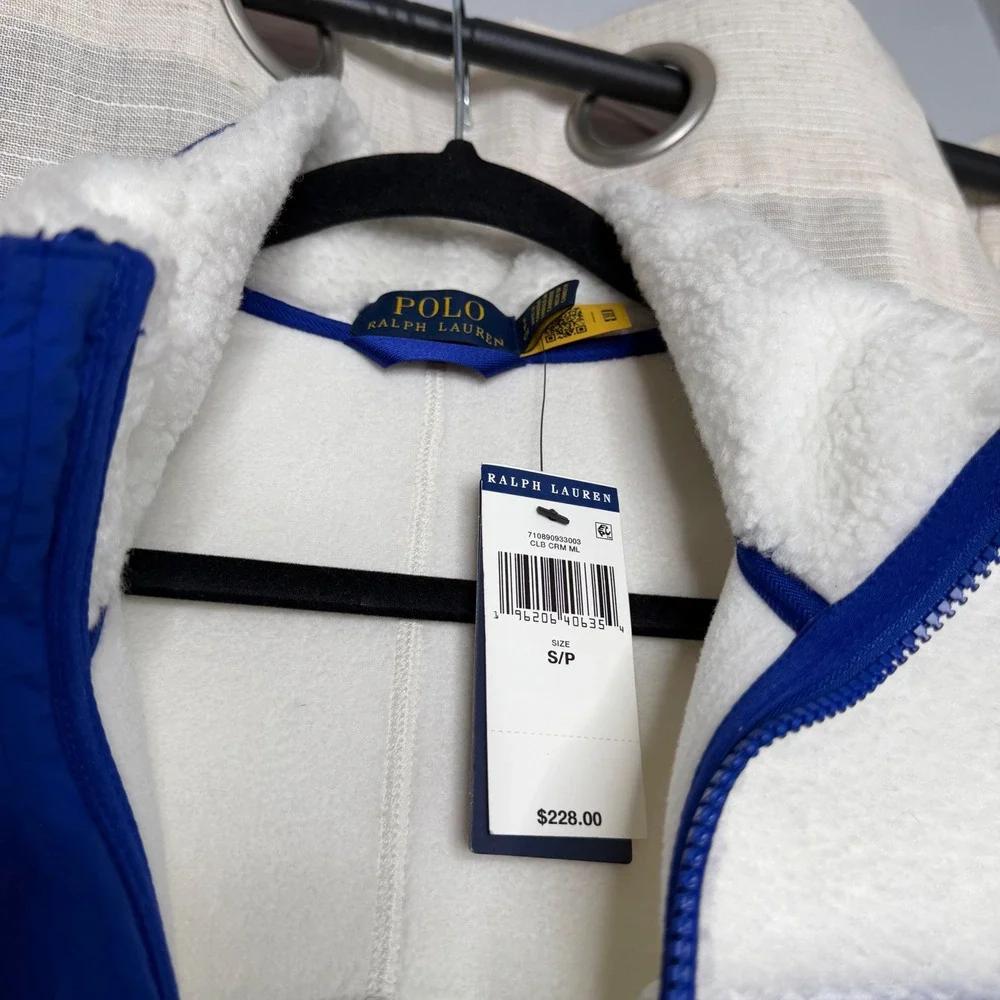 NWT Polo Ralph Lauren Bonded Pile Fleece Jacket Full Zip Clubhouse Cream Small‎